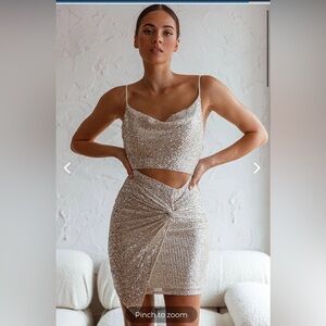 Champagne Sequin Cocktail dress (medium)